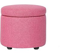 Footstool Foot stool Removable Lid Storage Ottoman,Round Fabric Storage Ottoman,For Dorm Living Room Feet Rest Vanity Stool,Max Load 80kg-Pink. 30x32cm Home Decor Stool