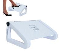 Footstool for Under the Desk, Adjustable Footrest with 6 Heights & Massage Wheels, Ergonomic Office Footrest, Non-Slip Comfort Stool Legs