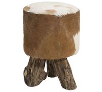 Footstool KENT Leather Golden Brown