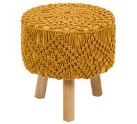 Footstool Macramé MANZAI Cotton Mustard