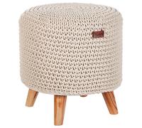Footstool Macramé MARDAN Cotton Beige
