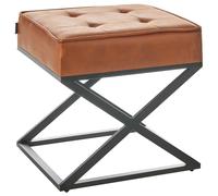 Beliani Footstool MURDO Faux Leather Orange, Orange