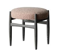Footstool, Nordic dressing stool, shoe changing stool made of wood and velvet, dressing stool for the entrance area, living room stool (B)