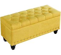 Footstool,Nordic Storage Stool Entryway Change Shoe Bench Ottoman Footstool,Solid Wood Legs,Bedroom Sofa Stool Bed End Stool Comfortable and Durable (Color : Yellow, Size : 40 cm/1