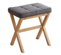 Footstool Ottoman Bamboo Folding Footstool, Multi-functional Square Makeup Stool with X-Leg Design for Living Room and Sofa Use