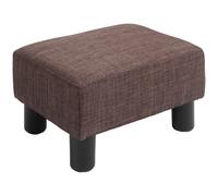 Footstool Ottoman Cube Chic Linen Fabric with 4 Plastic Legs Brown HOMCOM