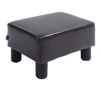 Footstool Ottoman Cube Chic Linen Fabric with 4 Plastic Legs Brown HOMCOM