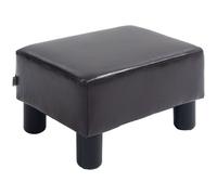 Footstool Ottoman Dark Brown Faux Leather 40x30x24cm Plywood Frame Cube Foam Pad