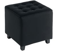 Footstool Ottoman Velvet Small Pouffe Seat Wooden Legs Home Decor Blue