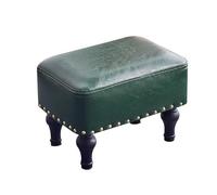 Footstool, Rectangle Step Stool, Leather Upholstered Stool,Pholstered Footstool,Footstool with Wooden Legs,Suitable for Living Room, Bedroom, Entryway,green