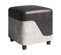 Footstool, Shoe Changing Stool, Square Stool with Wooden Structure, Modern Wood Ottoman Footrest with High Resilience Seat Cushion and Silent Foot Pad for Hallway, Entrance(Gray)