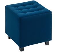Footstool Square Small Ottoman with Wood Legs for Bedroom HOMCOM