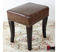 Footstool Step Stools Work Stool Shower Stool Genuine Leather Waterproof Solid Wood Rivet Dirty Change Shoes Make Up Locker Room Comfortable and durable