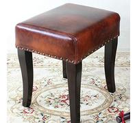 Footstool Step Stools Work Stool Shower Stool Genuine Leather Waterproof Solid Wood Rivet Dirty Change Shoes Make Up Locker Room Comfortable and durable