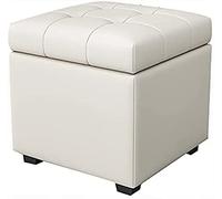 Footstool Storage Ottoman,Leather Ottoman Foot Rest,Premium Foot Stool Cube Ottoman With Storage,Modern Storage Stool Ottoman,White,80X40X42Cm