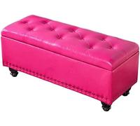Footstool Storage Ottoman,Leather Ottoman Foot Rest,Premium Foot Stool Cube Ottoman with Storage,Modern Storage Stool, Dark Green,40X40X43Cm,Rose Red-80X40X43cm