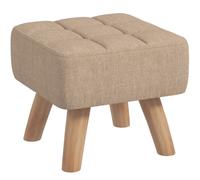 HOMCOM Modern Tufted Footstool, Fabric Foot Stool with Rubber Wood Legs, Padded Seat Light Brown, Brown