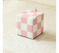 Footstools For Living Room Square Ottoman Floor Chair Chess Board Pattern with Handle Design Decorative Footrest Filling with Foam Outdoor Doorway Change Shoe Stool