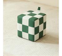 Footstools For Living Room Square Ottoman Floor Chair Chess Board Pattern with Handle Design Decorative Footrest Filling with Foam Outdoor Doorway Change Shoe Stool