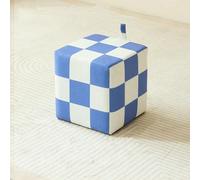 Footstools For Living Room Square Ottoman Floor Chair Chess Board Pattern with Handle Design Decorative Footrest Filling with Foam Outdoor Doorway Change Shoe Stool