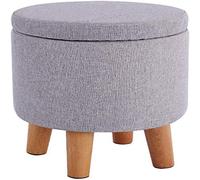 Footstools Storage Ottomans Stool Ottoman Chest Detachable Cloth Cover Chair Cotton Linen Round Small Bench Modern Simple Shoe Changing Stool With Wooden Legs Home Decor Chair