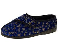 Footwear Studio Womens Othopaedic Slippers Touch Fastening Diabetic Slippers for Swollen Feet Navy Blue 4 UK