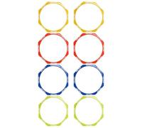 Footwork Trainer Hurdle Rings 15.8inch 8PCS Agility Fitness Hoops Kit | Plastic PE and PP Material Textured Anti-Slip Surface, Includes Carry Case, for Turf and School PE Classes