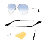 FOOUS Replacement Arm Temple Tips for Ray-Ban Aviator RB3025 Sunglasses Repair Kit Parts ((Silver) Temple Arms+(Black) Temple Tips)