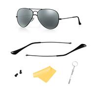 FOOUS Replacement Arm Temple Tips for Ray-Ban RB3025 Sunglasses Repair Kit Parts ((Black) Temple Arms+(Black) Temple Tips)