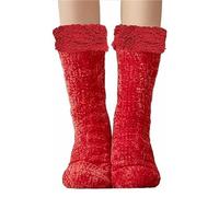Foozie Christmas Socks for Women - Super Soft Warm Cozy Thick Fuzzy Non Slip Winter Socks (UK, Alpha, One Size, Regular, Red)