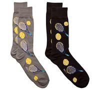 Foozys Men’s Fun Crazy Cool Sports Themed Novelty Crew Socks | 2 Pairs Included in Two Colors (Tennis)