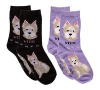 Foozys Unisex Crew Socks | Canine Small Dog Breed Novelty Socks (2 Pair) (Westie)