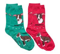 Foozys Unisex Crew Socks | Canine Small Dog Breed Novelty Socks (2 Pair) (Whippet)