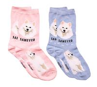 Foozys Unisex Fun Crazy Crew Socks 2 Pairs | Canine Dog Collection | Samoyed