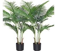 Fopamtri Artificial Areca Palm Plant 110 cm Fake Palm Tree with 10 Trunks Faux Tree in Pot for Indoor Outdoor Modern Decor Home Office Perfect Housewarming Gift (2 Pack)
