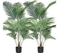 Fopamtri Artificial Areca Palm Plant 140 cm Fake Palm Tree with 15 Trunks Faux Tree in Pot for Indoor Outdoor Modern Decor Home Office Perfect Housewarming Gift (2 Pack)