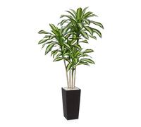 Fopamtri Artificial Dracaena Tree Decorative Plant 210 cm Artificial Plants Indoor, Tropical Fake Plant with Brown Tall Planter UV Resistant for Outdoor House Office Garden Decoration (1 Pack)