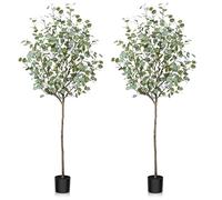 Fopamtri Artificial Eucalyptus Fake Plants 180 cm Faux Eucalyptus Artificial Plants Indoor Outdoor Artificial Tree for Home Garden Office Decoration (2 Pack)
