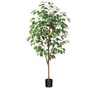 Fopamtri Artificial Ficus Plant 120 cm Large Fake Plants Indoor with Natural Wood Trunk, Fake Potted Ficus Tree for Home Bedroom Office Balcony Garden Decorations (1 Pack)