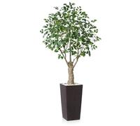 Fopamtri Artificial Ficus Tree 180 cm Fake Plants, Artificial Plants Indoor with Lifelike Leaves with Brown Tall Planter UV Resistant for Outdoor Decorations (1 Pack)