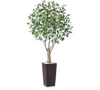 Fopamtri Artificial Ficus Tree 210 cm Fake Plants, Artificial Plants Indoor with Lifelike Leaves with Brown Tall Planter UV Resistant for Outdoor Decorations (1 Pack)