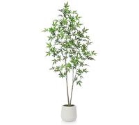 Fopamtri Artificial Maple Tree 150 cm, Artificial Plants Indoor with White Planter, Tall Faux Silk Japanese Maple Plant with Lifelike Leaves for Home Balcony Office Garden (1 Pack)