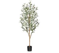 Fopamtri Artificial Olive Tree 120 cm Large Fake Plants, Artificial Tree Silk Plants with Natural Wood Trunk and Lifelike Olive Leaves in Pot for Home Bedroom Office Balcony Decorations (1 Pack)