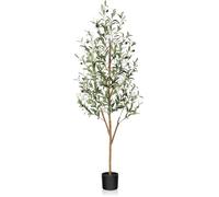 Fopamtri Artificial Olive Tree 150 cm Large Fake Plants, Artificial Olive Silk Plants with Natural Wood Trunk and Lifelike Olive Leaves in Pot for Home Bedroom Office Balcony Decorations (1 Pack)