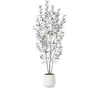 Fopamtri Artificial Olive Tree 180 cm Fake Plants with Lifelike Olive Leaves, Tall Faux Silk Olive Plant in White Planter Indoor Home Balcony Garden Decor (1 Pack)
