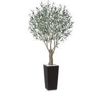 Fopamtri Artificial Olive Tree 210 cm Fake Plants with Lifelike Olive, Faux Silk Olive Plant with Brown Tall Planter UV Resistant Indoor Outdoor Home Balcony Garden Decor (1 Pack)