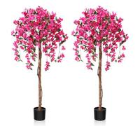 Fopamtri Artificial Plants Bougainvillea Tree 150 cm Artificial Blossom Tree, Fake Plants in Pot Large Pink Artificial Tree with Flowers for Home House Office Garden Decoration (2 Pack)