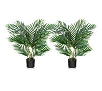 Fopamtri Artificial Plants Indoor Faux Areca Palm 60 cm in Plastic Pot Large Fake Tropical Palm Plants with Artificial Foliage for Home House Office Decoration (2 Pack)