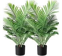 Fopamtri Artificial Plants Indoor Faux Areca Palm 90 cm in Plastic Pot Large Fake Tropical Palm Plants with Artificial Foliage for Home House Office Decoration (2 Pack)