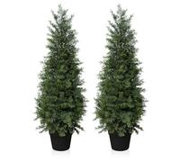 Fopamtri Artificial Plants Outdoor 90 cm Cypress Tree Fake Plants Plastic in Pot, UV Rated Cedar Tree for Indoor Outdoor Home Garden Porch Decor(2 Pack)